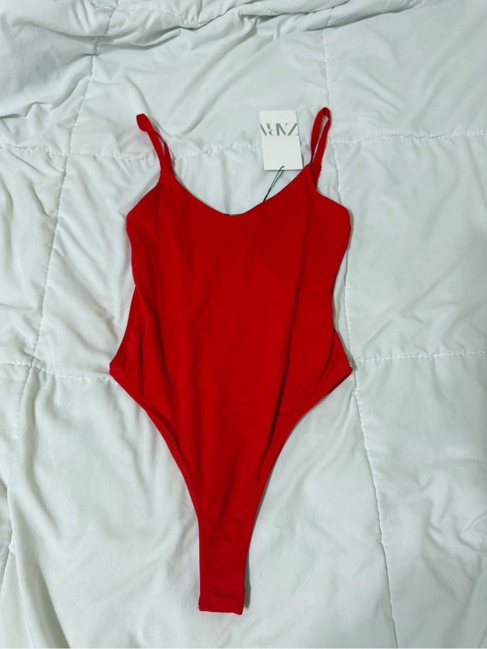 Zara Red Slim-Strap Bodysuit